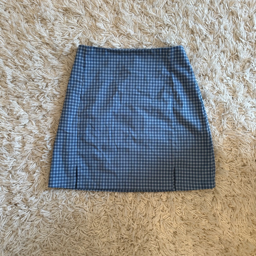 Brandy Melville blue and white checkered mini skirt. One size fits all